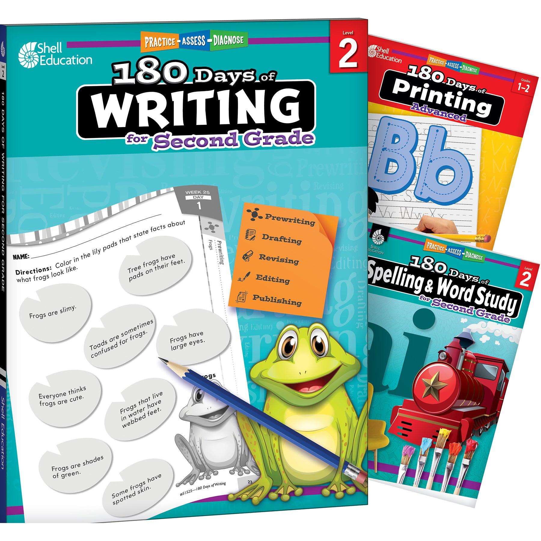180 Days Writing, Spelling, & Printing Grade 2: 3-Book Set - Loomini