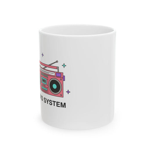 Y2K Boombox Heart Mug | 11oz Ceramic Coffee Mug for Music Lovers | Valentine & Galentine’s Gift | Pink Chrome Aesthetic