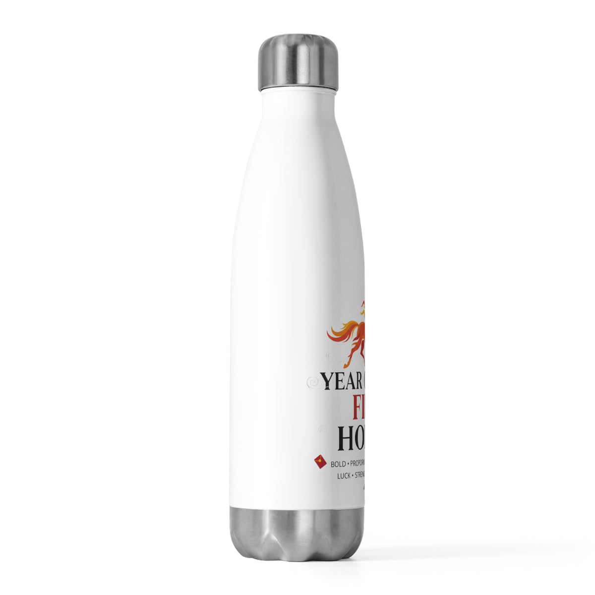 Fire Horse Lunar New Year 2026 Design | 20oz Insulated Stainless Steel Tumbler Bottle | CNY Gift for Family & Friends | Red Gold Traditional