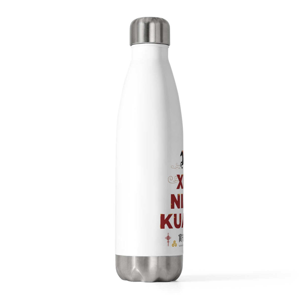 Xin Nian Woodblock Greeting | 20oz Insulated Stainless Tumbler Bottle | Lunar New Year Gift for Family & Friends | Red-Gold Festive
