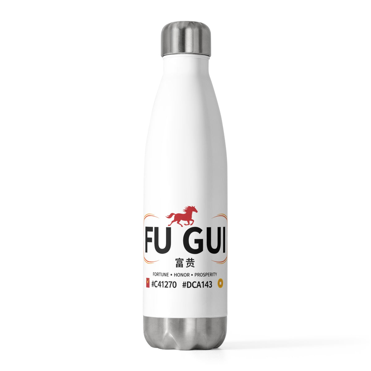 Fu Gui Greeting Banner | 20oz Insulated Stainless Tumbler Bottle | Lunar New Year Gift for Family & Friends | Red Gold Festive