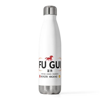 Fu Gui Greeting Banner | 20oz Insulated Stainless Tumbler Bottle | Lunar New Year Gift for Family & Friends | Red Gold Festive