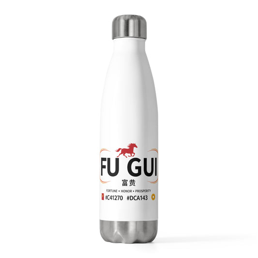 Fu Gui Greeting Banner | 20oz Insulated Stainless Tumbler Bottle | Lunar New Year Gift for Family & Friends | Red Gold Festive