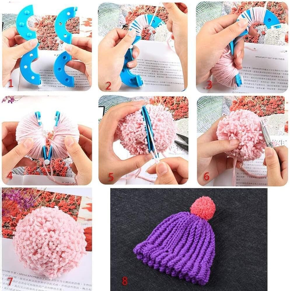 4Pcs Different Sizes round Pompom Maker Fluff Ball Weaver Tools DIY Craft Yarn Crochet Knitting Tools