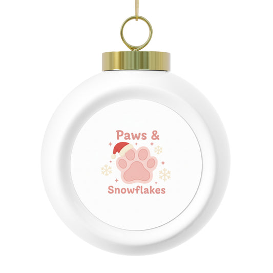 Christmas Ball Ornament — Paws & Snowflakes Pet Holiday Design