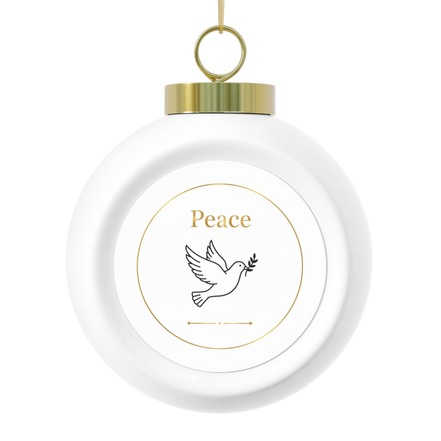 Christmas Ball Ornament - Peace Vintage Glossy Ceramic