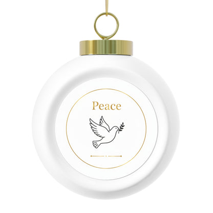 Christmas Ball Ornament - Peace Vintage Glossy Ceramic