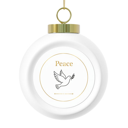 Christmas Ball Ornament - Peace Vintage Glossy Ceramic