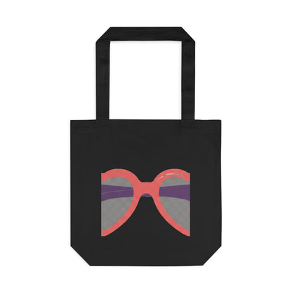 Y2K Heart-Shaped Sunglasses Graphic | Cotton Tote Bag for Everyday Carry | Valentine & Galentine’s Gift | Pink Aesthetic