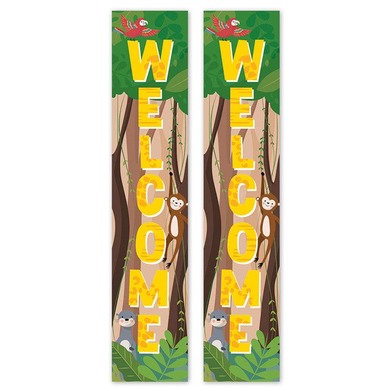 Jungle Friends Welcome Banner, 8"W x 39"H, Pack of 2