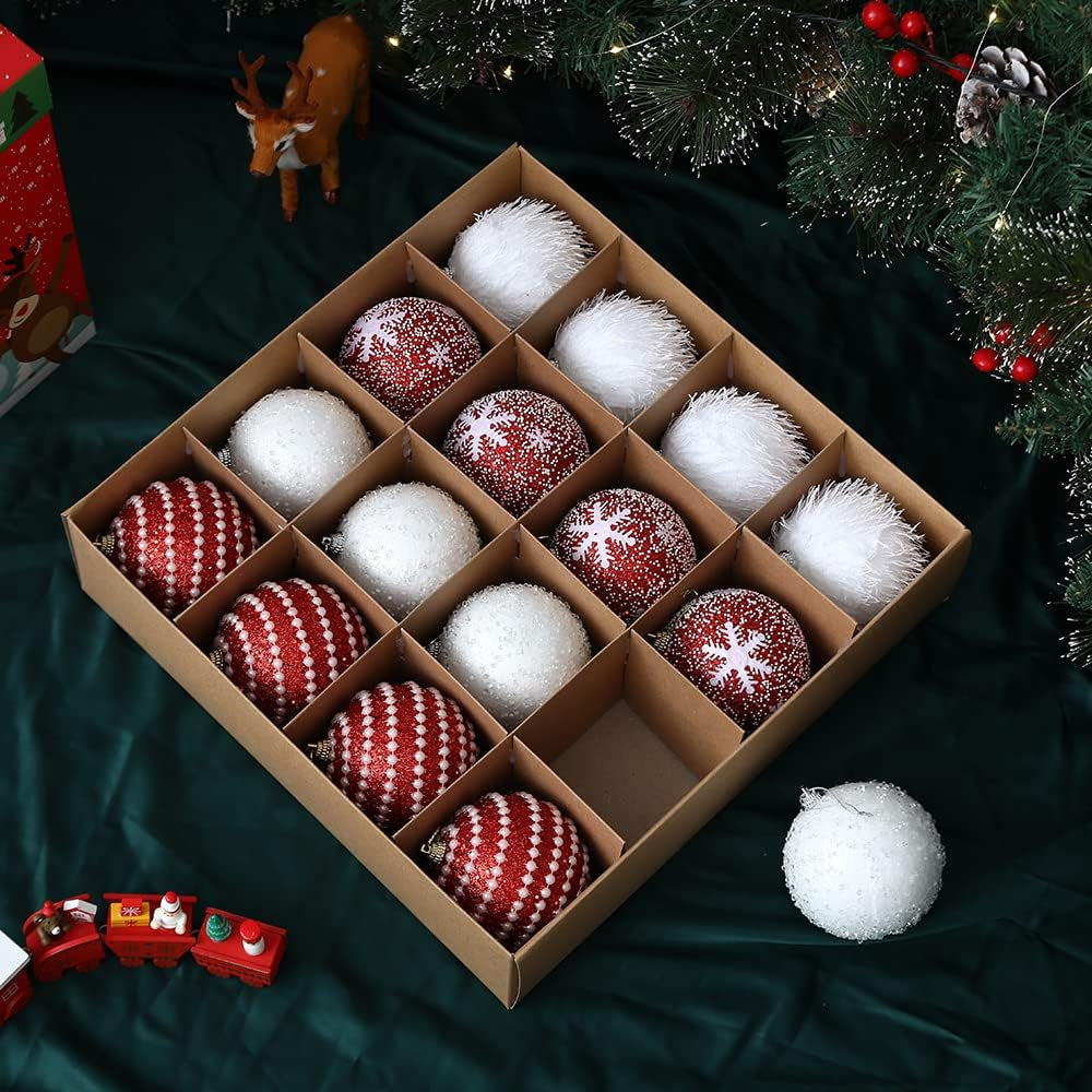 Pastel Christmas Tree Ball Ornament Set 12Pcs 3.15Inch Pink Yellow Blue Green Foam Christmas Ball Ornaments Xmas Tree Decor Holiday Decoration