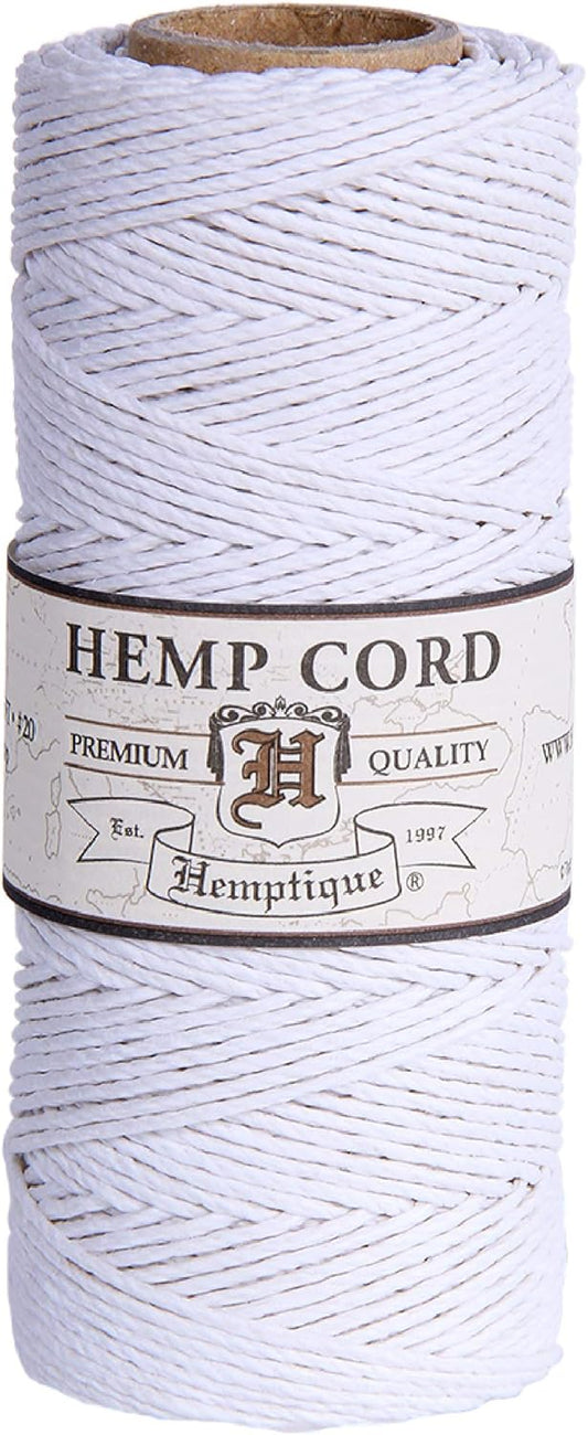 100% Hemp Cord Spool - 62.5 Meter Hemp String - Made with Love - No. 20 ~ 1Mm Cord Thread for Jewelry Making, Macrame, Scrapbooking, DIY, & More - White