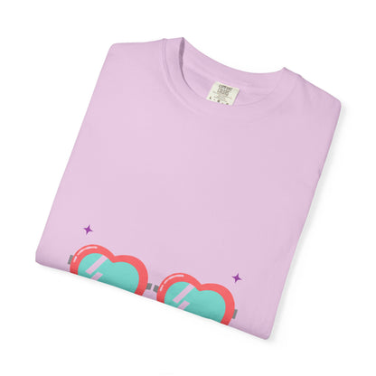 Heart-Shaped Sunglasses Graphic | Unisex Garment-Dyed Tee, Soft Cotton | Valentine & Galentine Gift | Y2K Aesthetic
