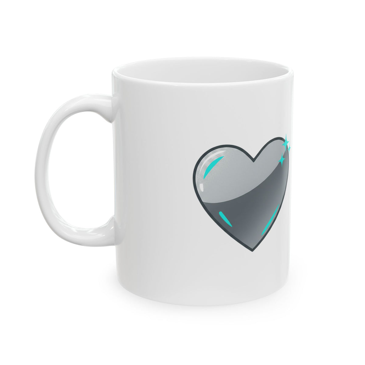 Chrome 3D Heart Mug | 11oz Ceramic Coffee Cup (Sublimation) | Galentine’s & Valentine Gift for Friends | Y2K Aesthetic