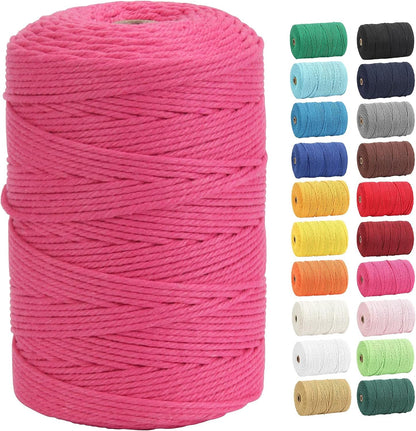 Macrame Cord,  100% Natural Cotton Rope 3Mm X 328 Yards 4 Strand Twisted Macrame Rope Cotton Twine String for DIY Crafts Knitting Dream Catcher Plant Hanger Wedding Decor