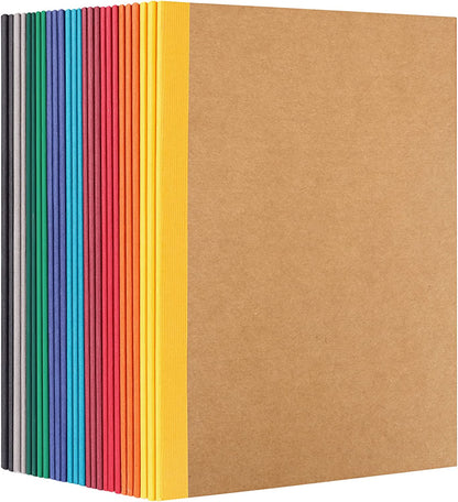 60 Pack A5 Kraft Notebooks, Composition Notebooks Lined Journal Bulk, 15 Colors with Rainbow Spines, 60 Pages for Kids Women Girls, School Office Supplies