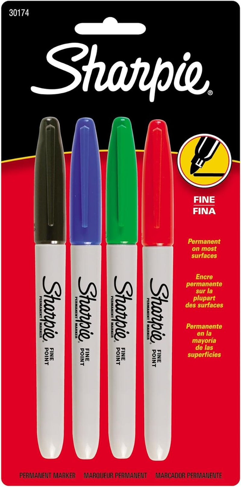 " Fine Point Permanent Markers 4/Pkg-Red, Blue, Black, Green"