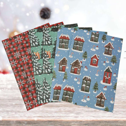 Christmas Wrapping Paper for Kids Boys Girls Man Women Holiday Party. 6 Large Sheets Gift Wrap 3 Vintage Designs, Red & Black Plaid with Snowflake, Pine and Gifts,26.7 Inch X 37Inch per Sheet