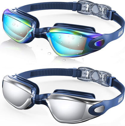 Swim Goggles, 2 Pack Swimming Goggles No Leaking Adult Men Women Youth