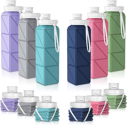 Collapsible Water Bottles Food-Grade Bpa-Free Silicone Travel Bottles Leakproof Foldable Water Bottle 610Ml for Travel Gym Hiking Camping Running Sport Lightweight Portable Water Bottle