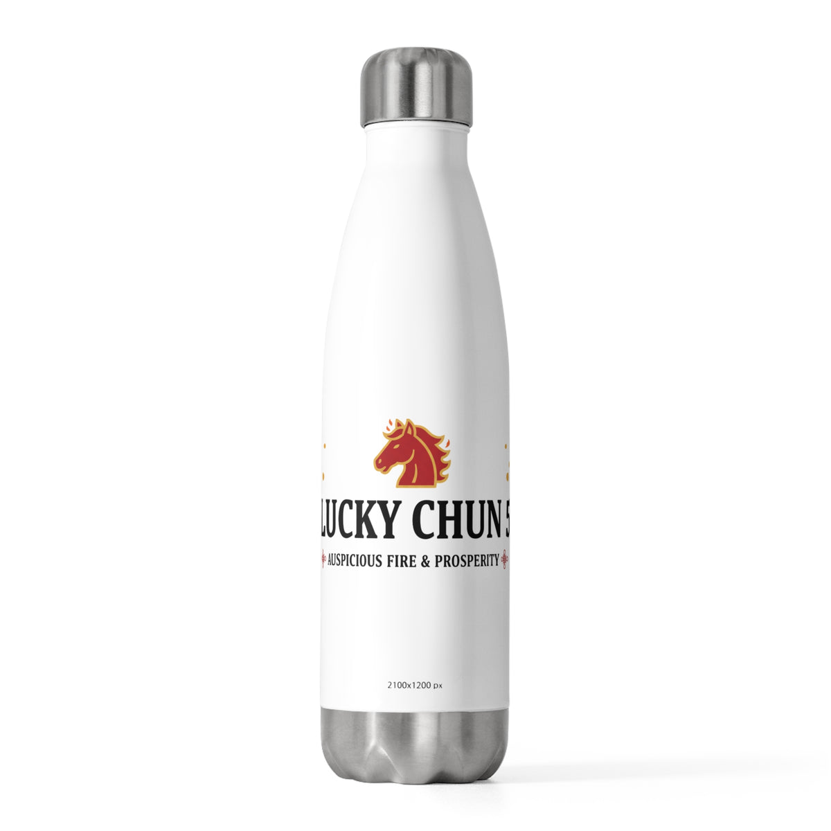 Lucky Chun Horse (Fire Horse 2026) | 20oz Insulated Stainless Steel Tumbler Bottle | Lunar New Year Gift for Family & Teachers | Red Gold
