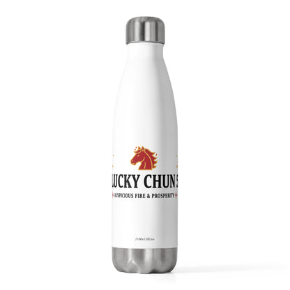 Lucky Chun Horse (Fire Horse 2026) | 20oz Insulated Stainless Steel Tumbler Bottle | Lunar New Year Gift for Family & Teachers | Red Gold