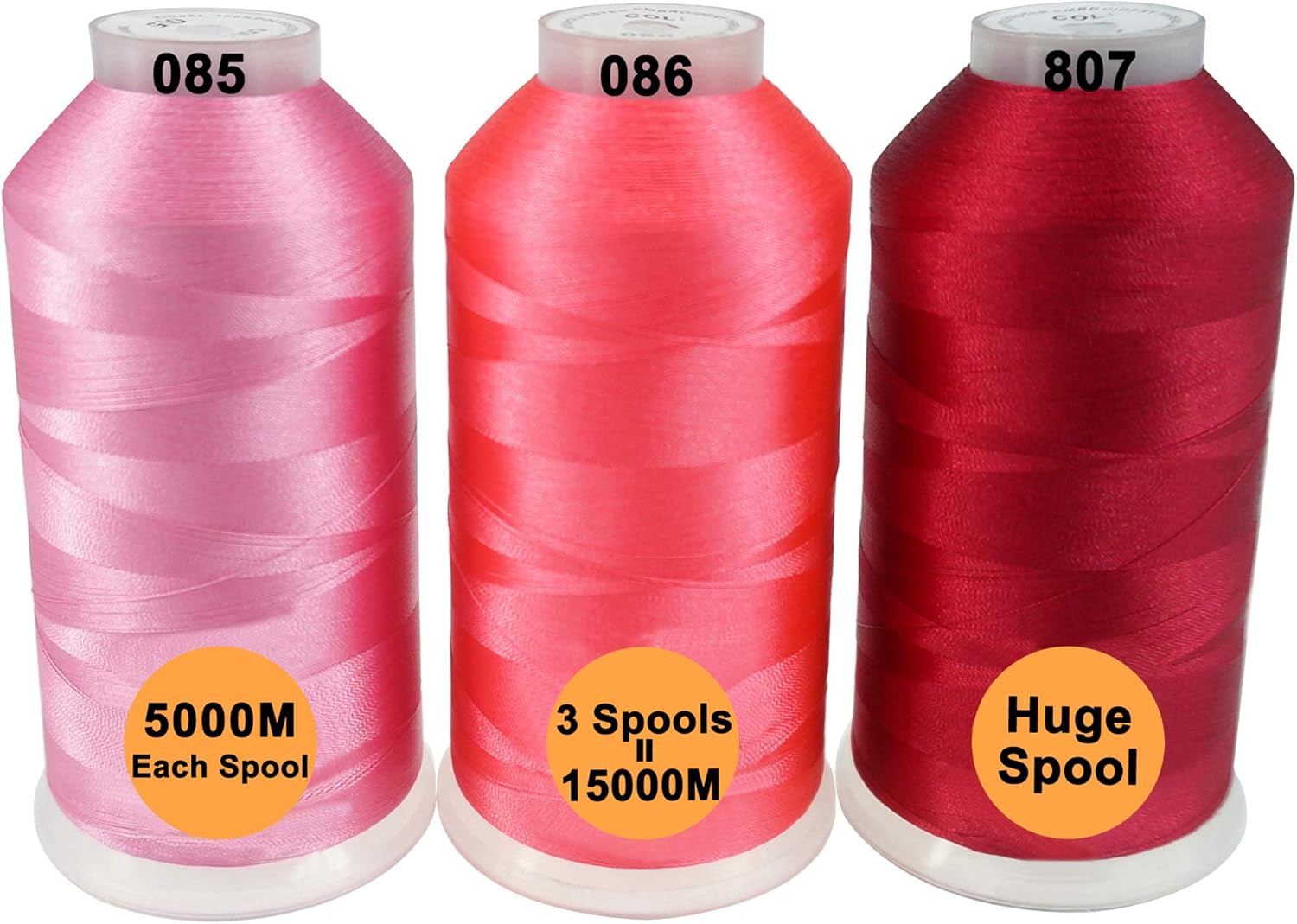 Polyester Embroidery Machine Thread Assorted Color Packs - 40 Options - 5000M Spool - for All Embroidery Machines