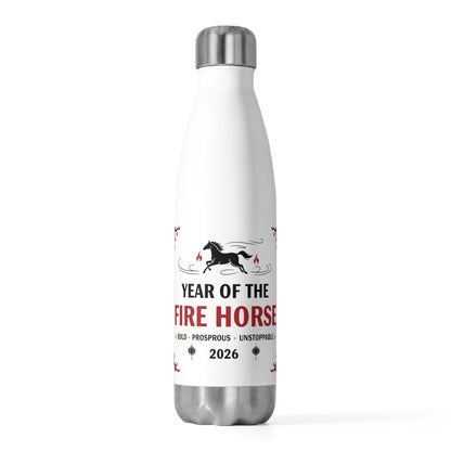 Fire Horse 2026 Lunar New Year | 20oz Insulated Stainless Steel Tumbler Bottle | Family & Teacher Gift | Red Gold CNY Style