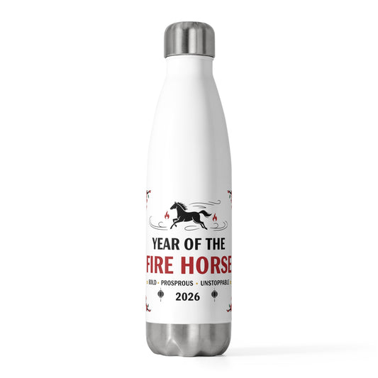 Fire Horse 2026 Lunar New Year | 20oz Insulated Stainless Steel Tumbler Bottle | Family & Teacher Gift | Red Gold CNY Style