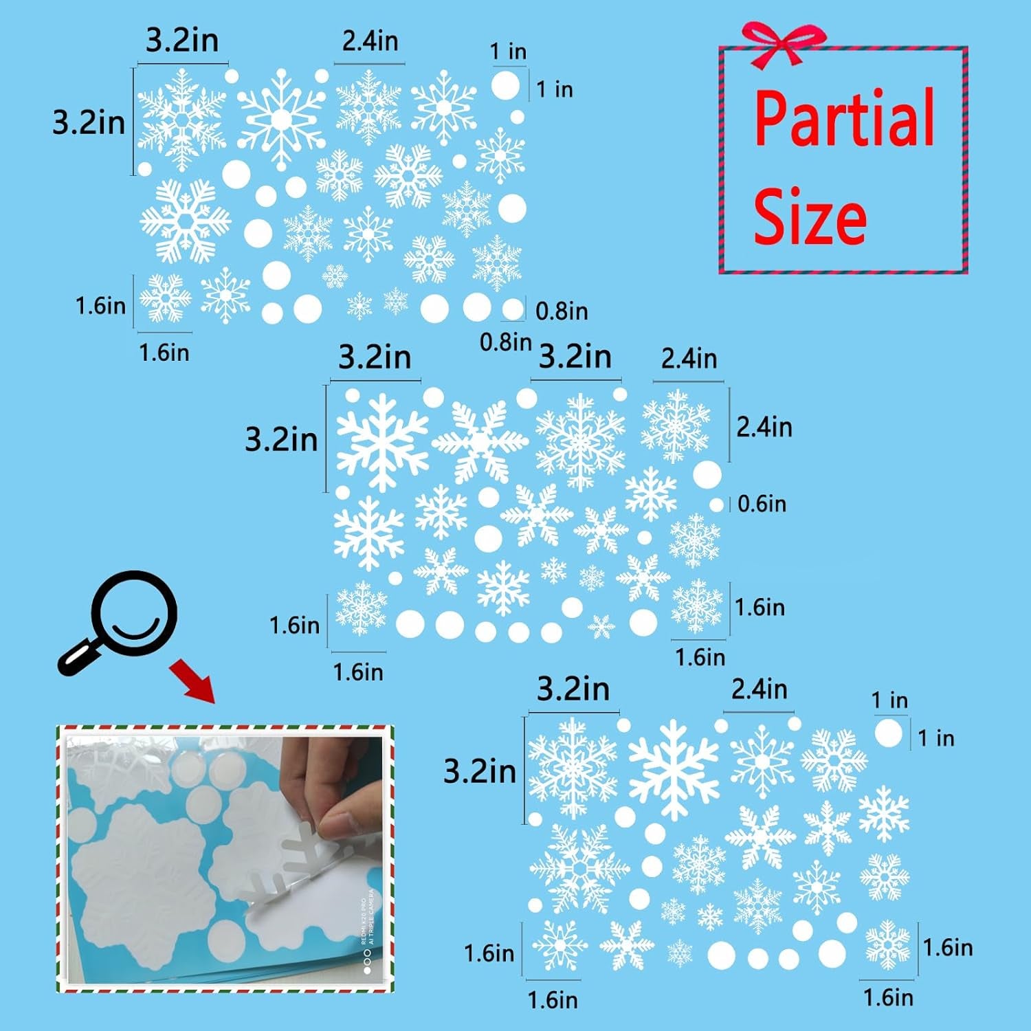 321PCS Snowflake Window Clings for Glass Windows, 9 Sheets Christmas Window Clings for Glass Windows, Winter Window Clings, Xmas Window Clings, Christmas Decorations for Office Clearance Indoor