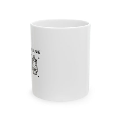 Neon Lantern Doodle Art | 11oz Ceramic Coffee Mug for Home & Living | Family & Friend Gift | Chicken Scratch Irony Style