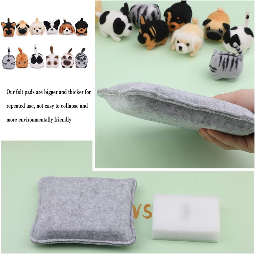 Needle Felting Kit,12 Pieces Doll Making Wool Needle Felting Starter Kit with Instruction,Felting Foam Mat and DIY Needle Felting Supply for DIY Craft Animal Home Decoration Birthday Gift