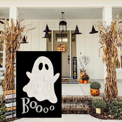 Halloween Ghost Garden Flag 12X18 Inch Double Sided Small Burlap for outside Boo Black Holiday Yard Decoration CF1079-12