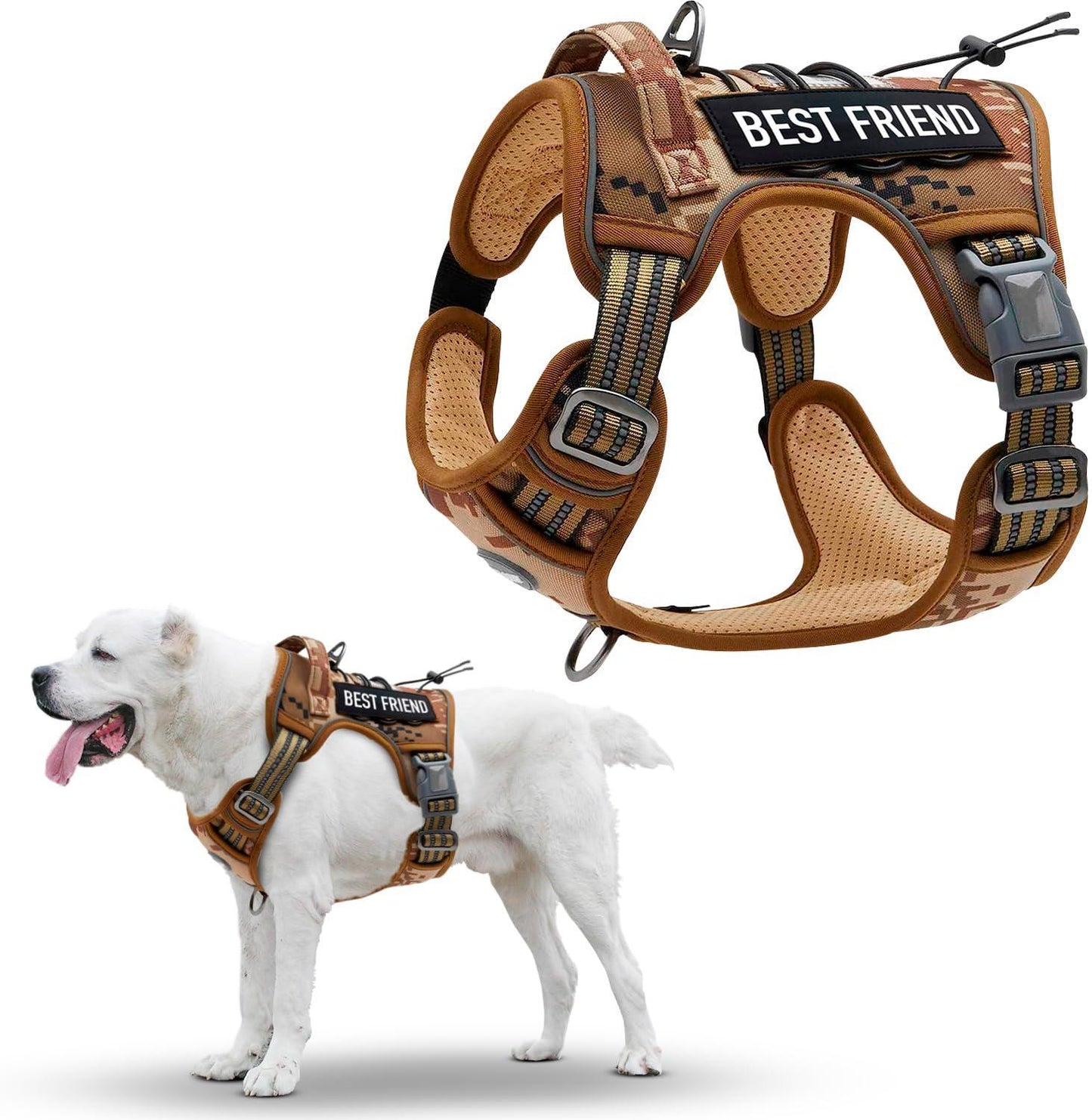 Tactical Dog Harness with Handle X Large. Desert Camouflage 900D Nylon Tactical