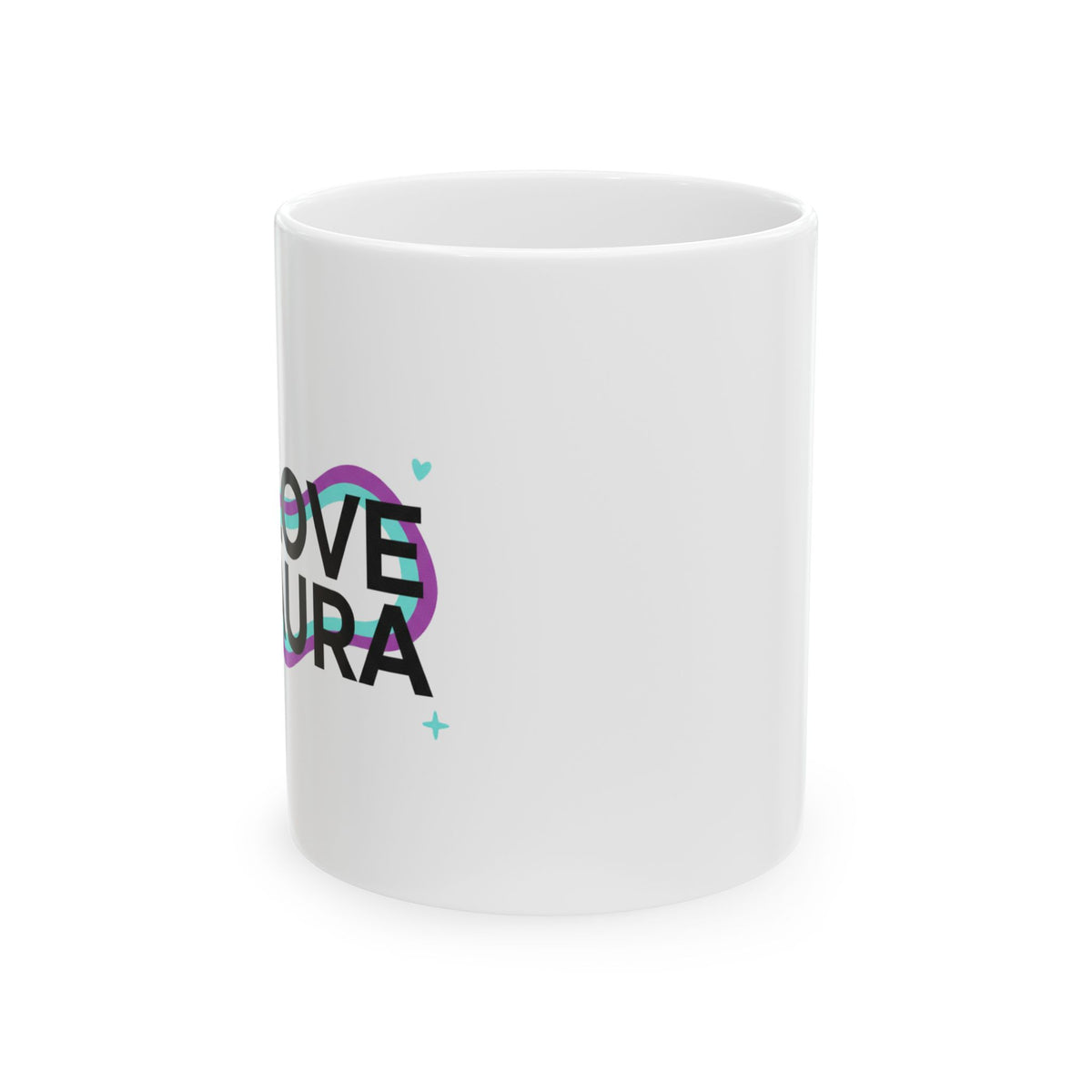 LOVE Aura Glow Typography | 11oz Ceramic Coffee Mug for Daily Sips | Galentine’s & Valentine Gift for Friends/Family | Y2K Aesthetic