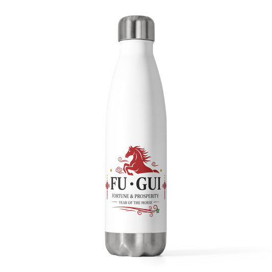 Fu Gui Paper Cut Greeting | 20oz Insulated Stainless Steel Tumbler | Lunar New Year Family & Friend Gift | Fire Horse 2026 Red Gold
