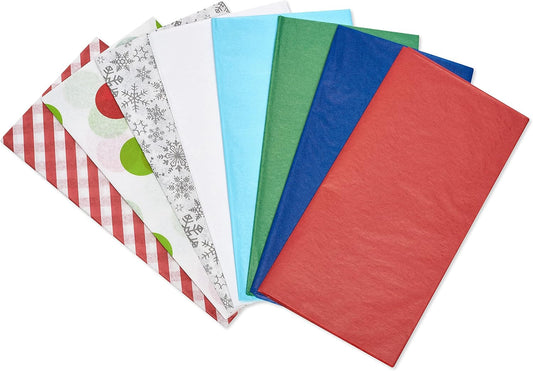 200 Sheets 20 In. X 20 In. Bulk Tissue Paper (Winter Assortment) for Christmas, Hanukkah and All Holidays