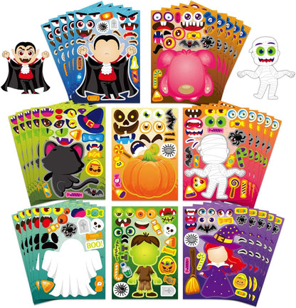 Halloween Stickers 40PCS Make a Face Stickers Make Your Own Halloween Character Mix and Match Stickers Sheets Vampires Witches Mummies Zombies Ghosts Monsters Stickers Halloween Party Games Stickers