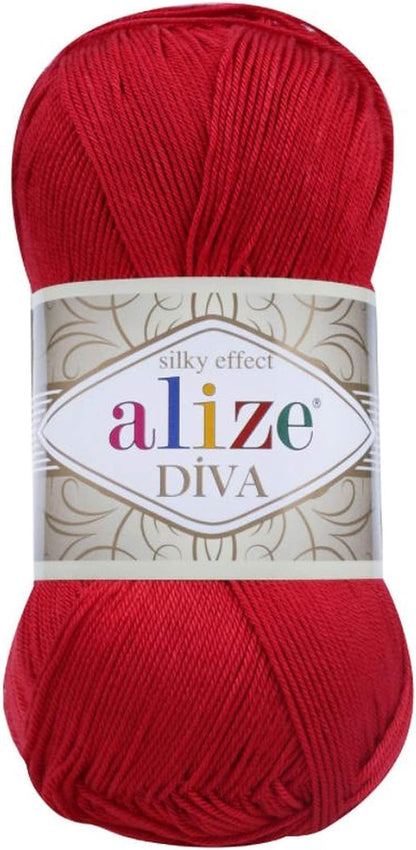 Diva Silk Effect 100% Microfiber Acrylic Yarn 1 Ball Skeins 100Gr 383Yds Color (361 - Navy)