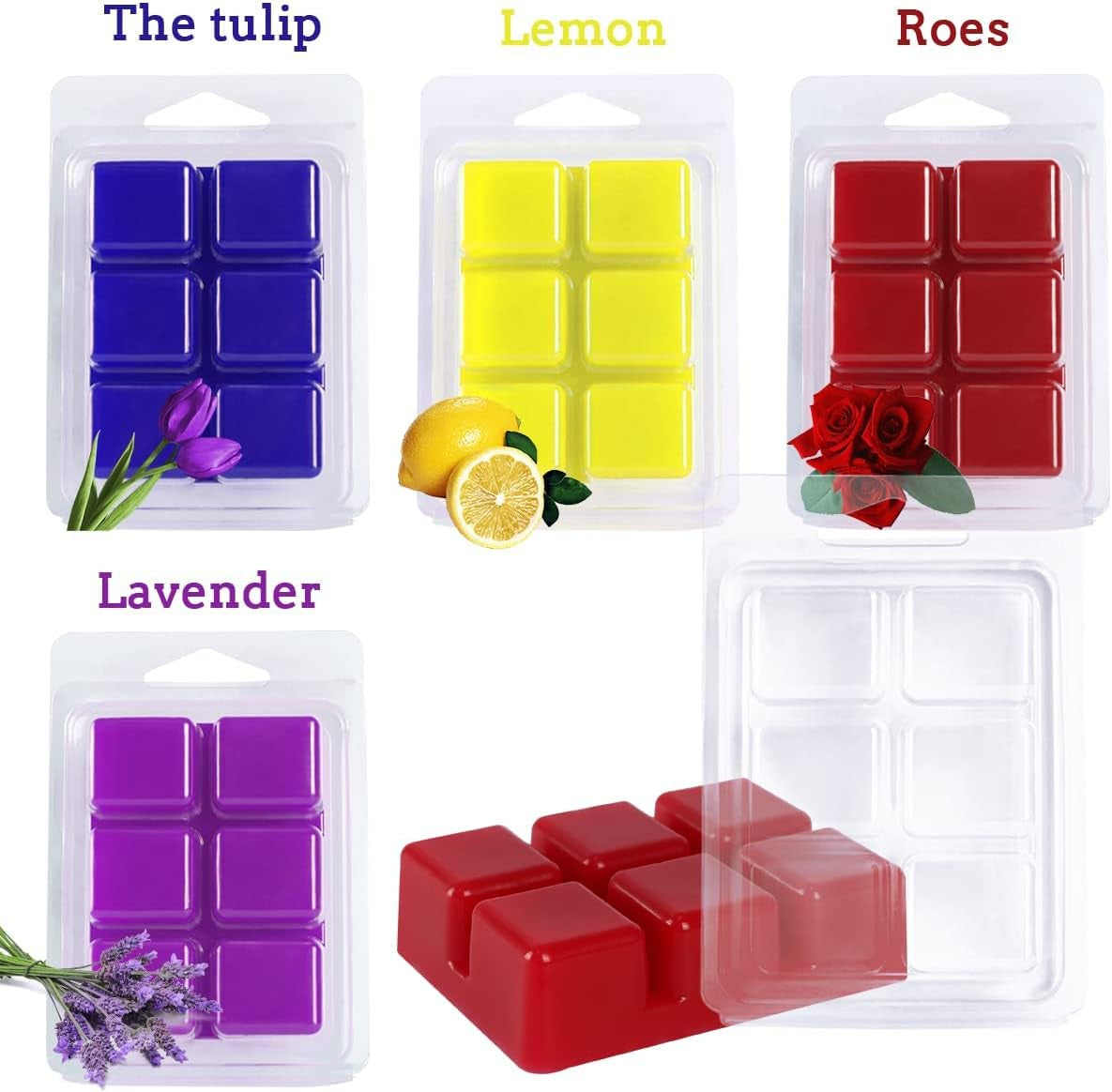 100 Packs Wax Melt Clamshells Molds, Clear Empty Plastic Cube Tray for Wickless Tarts Candles