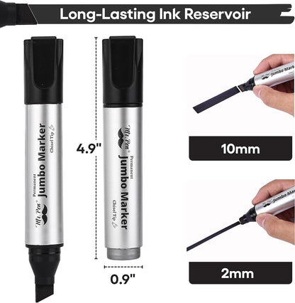 - Jumbo Permanent Markers, 4 Pack, Chisel Tip, Black Markers Permanent, Permanent Markers Black Markers, Thick Permanent Marker, Thick Markers, Jumbo Markers, Large Markers, Wide Tip Markers