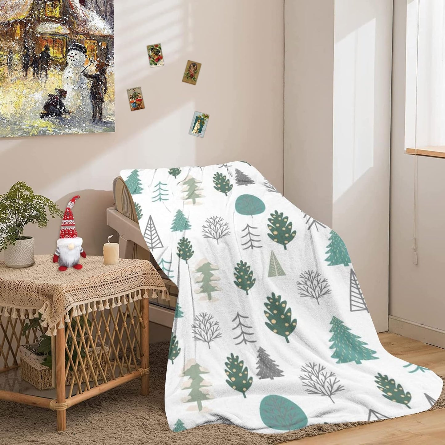 Christmas Throw Blanket, Lightweight Christmas Tree Throw Blanket,Holiday Theme Home Decor Warm and Cozy Throws for Winter Bedding, Couch and Gift