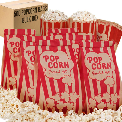 Popcorn Bags 1.5oz   Bulk Pack of 500pcs   Medium Brown & Red Individual Pop