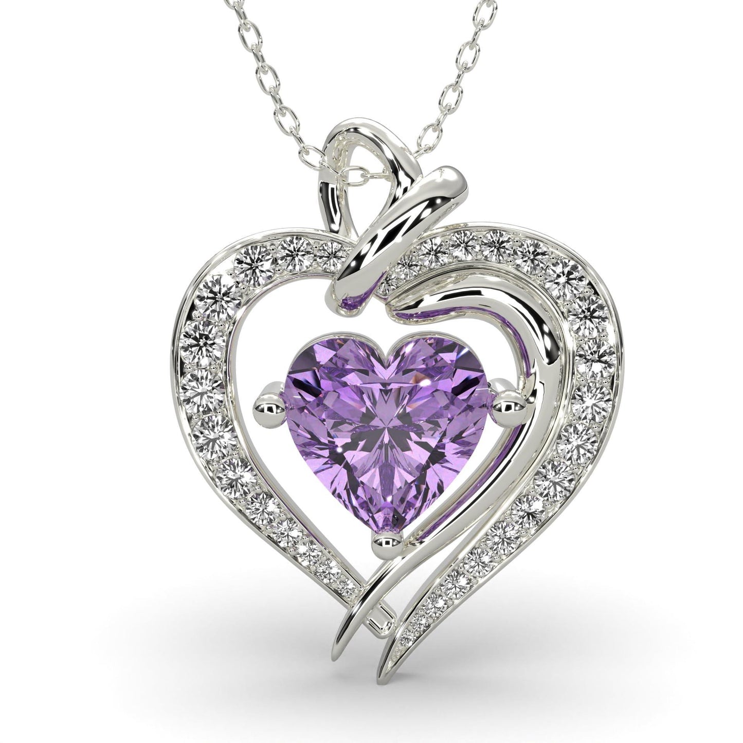 925 Sterling Silver Heart Necklace   Birthstone Elegant Pendant for Women