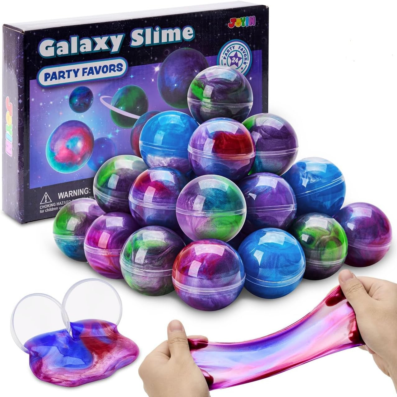 Slime Ball Party Favors - 24 Pack Stretchy, Non-Sticky, Mess-Free Slime for Stress Relief - Safe for Girls and Boys - Classroom Rewards and Christmas Party Supplies