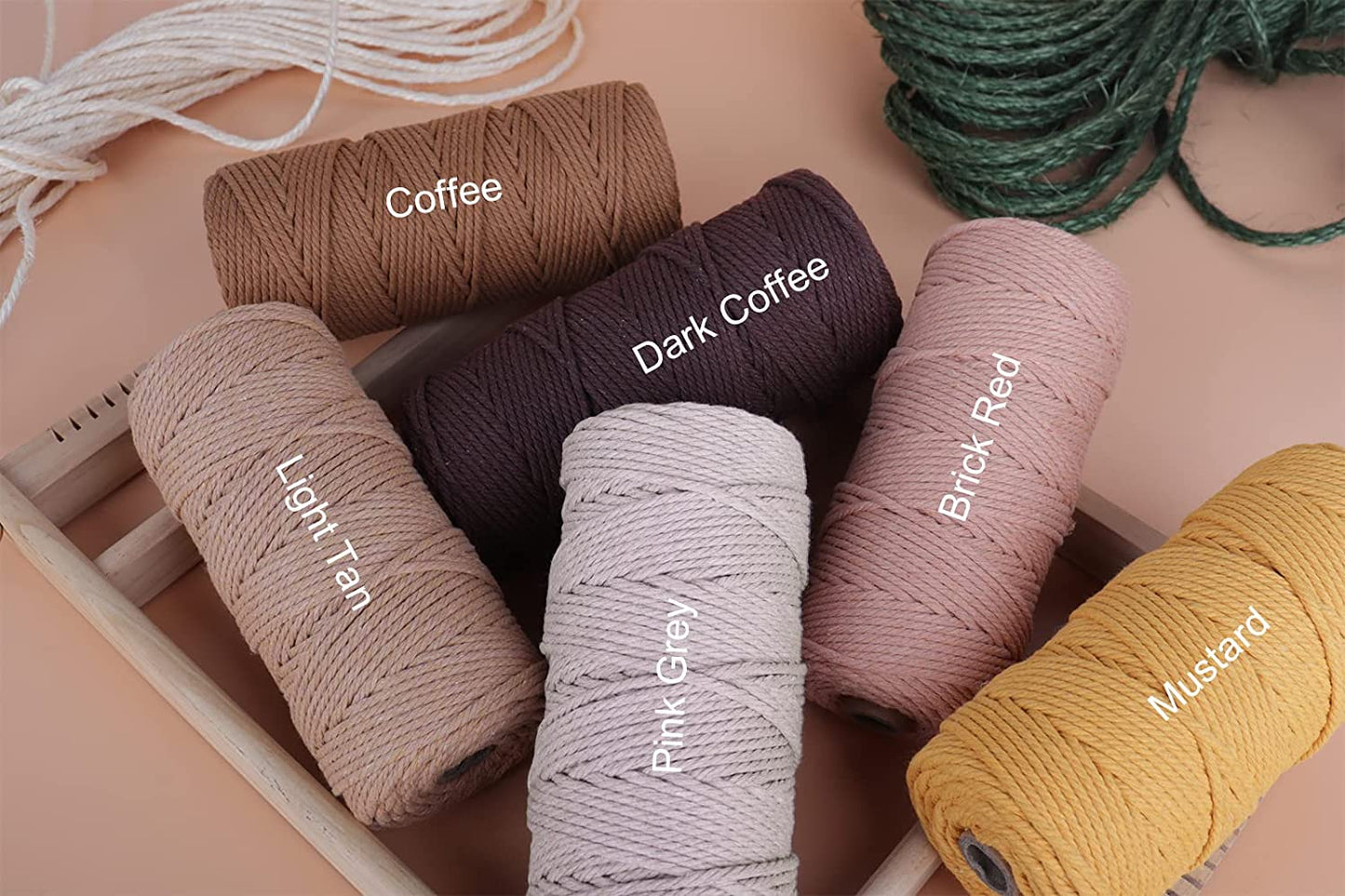 Sage Macrame Cord 3Mm X 220Yards, Colored Cotton Cord, Macrame Rope Macrame Yarn, Colorful Cotton Craft Cord for Macrame Plant Hangers, Macrame Wall Hanging, DIY Crafts