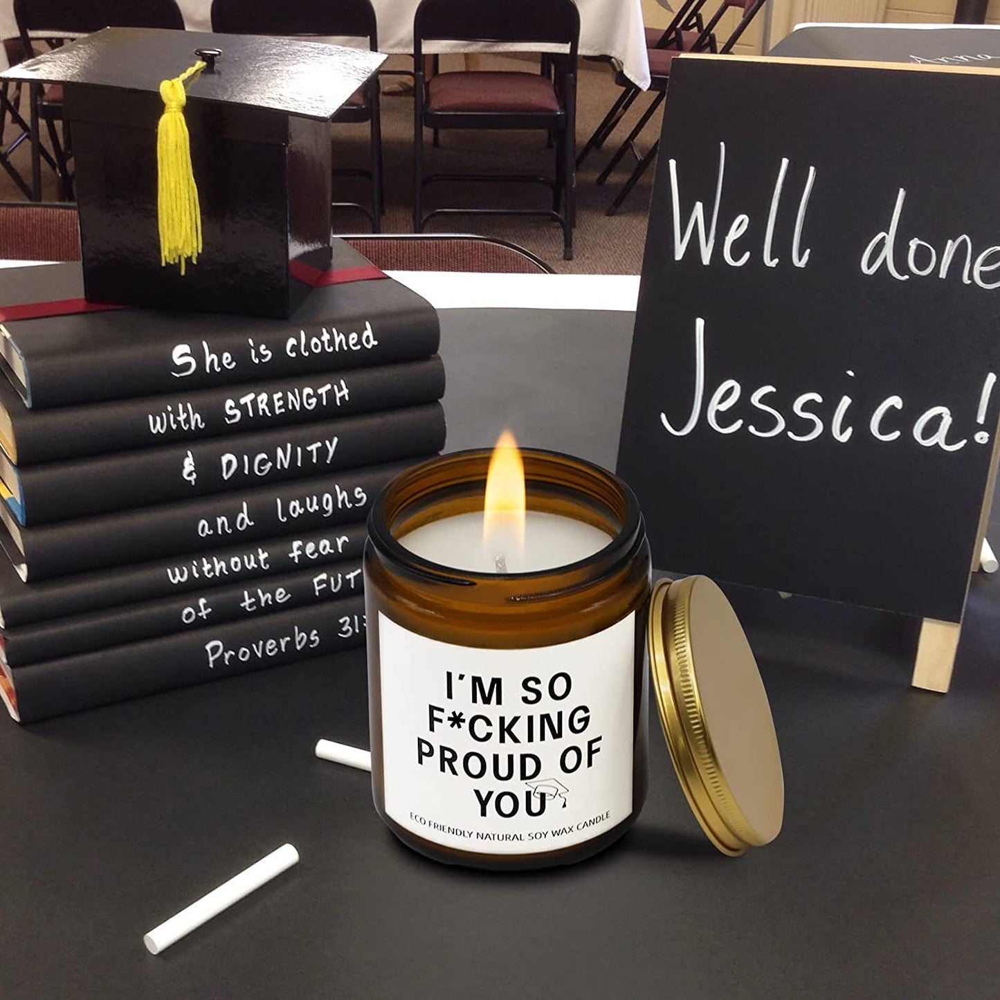 Funny Graduation Gift for Her/Him, so Proud of You Graduation Candle for Party Decorations, Gardenia Scented Candle High School College Grad Gift, Best Friend Gift