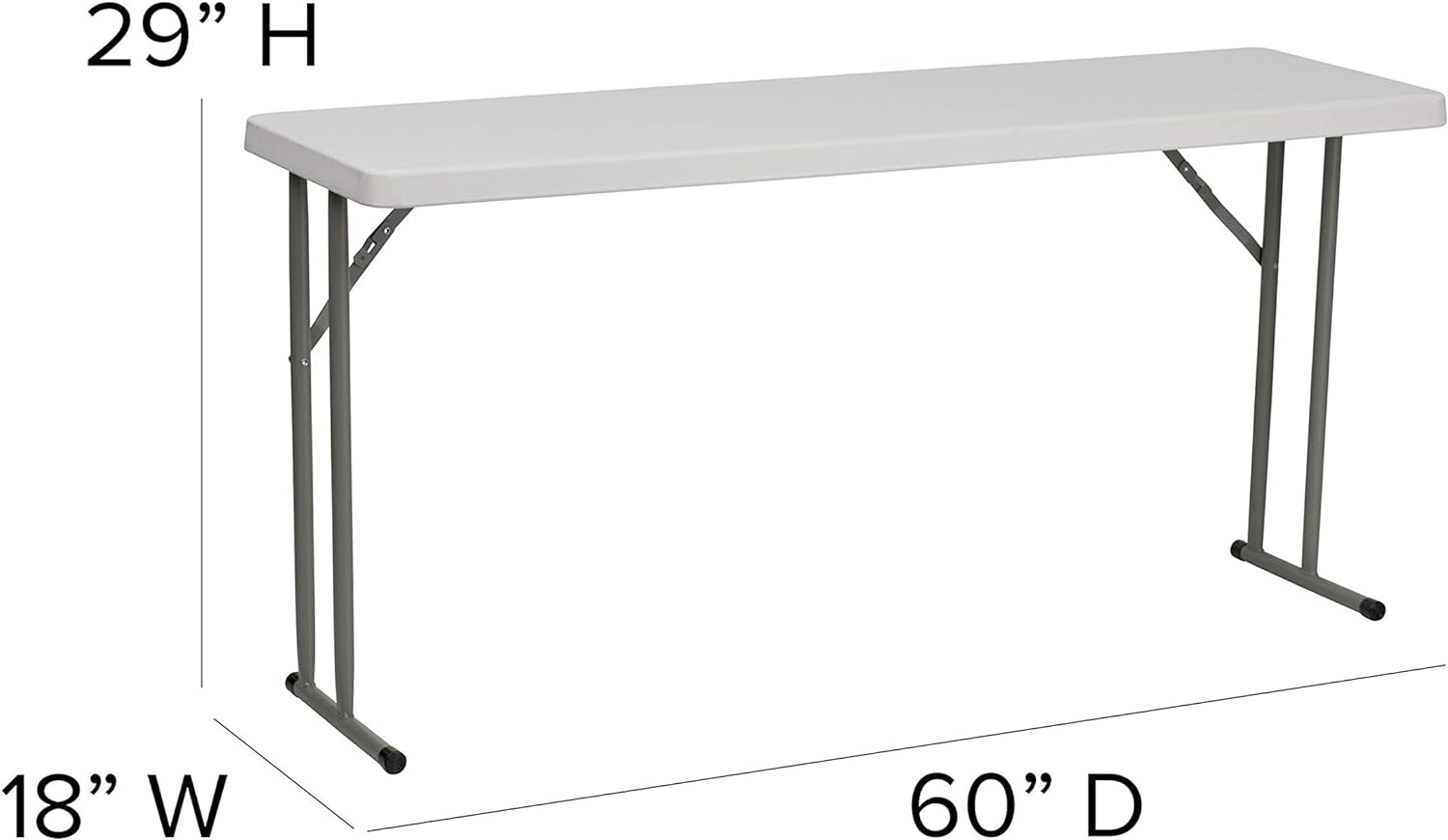 Kathryn 5' Plastic Folding Training and Event Table, Rectangular Folding Training Table with 330-Lb. Static Weight Capacity, White