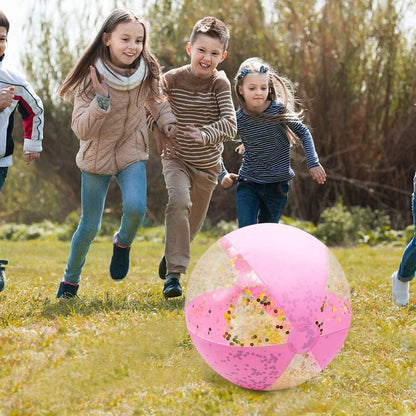 Beach Ball, 16" Glitter Beach Ball Inflatable Beach Balls for Kids & Toddlers Pool Balls Summer Party Favors