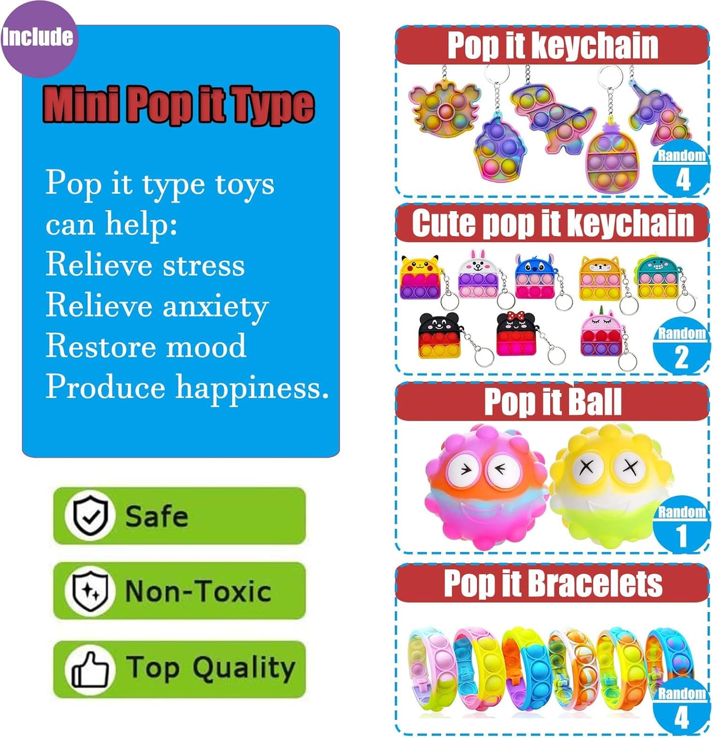 109 PCS Premium Party Favors Toys for Kids,Assortment Mini Pop Fidget It Toys for All Ages Kids,Classroom Prizes,Treasure Chest, Prize Box Toys, Goody Bag Fillers,Carnival Prizes for Boys Girls 4-10